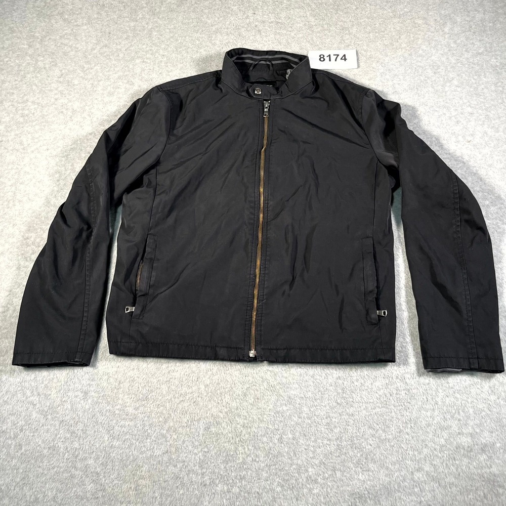 Banana‎ Republic Jacket Mens Large Black Nylon Mock Neck Casual Full Zip Outdoor
